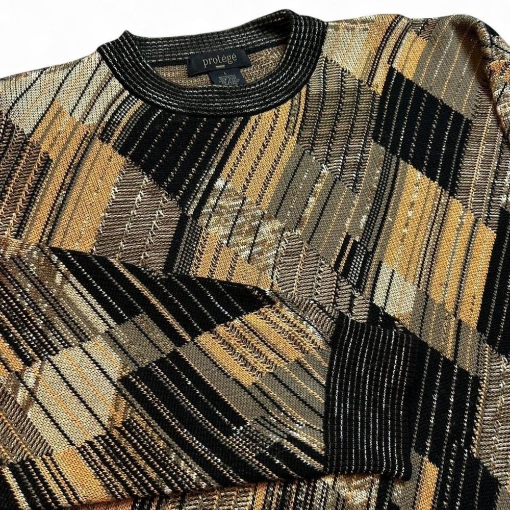 Vintage Protege Grandpa grunge geometric knitted sweater size large